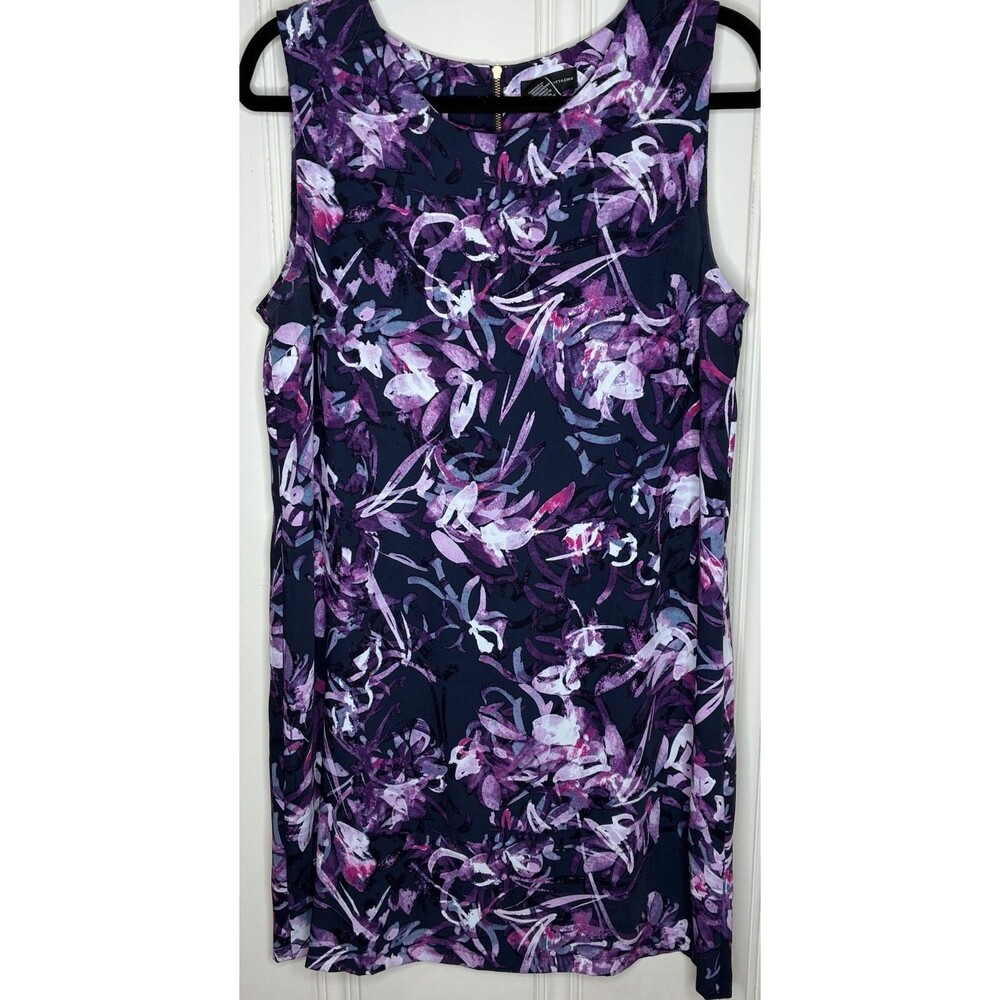 Adrienne Vittadini sleeveless shift dress Sz 12 cottage garden party‎ travel